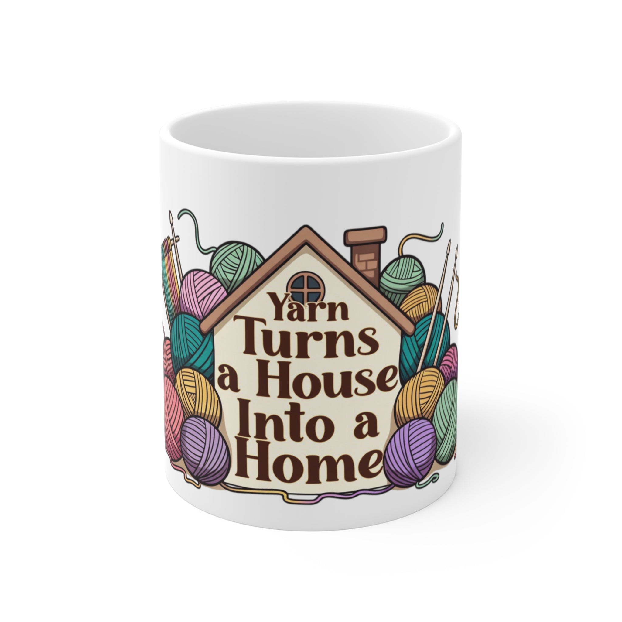 Knitting Mug – "Yarn Turns a House Into a Home" Ceramic Coffee Cup