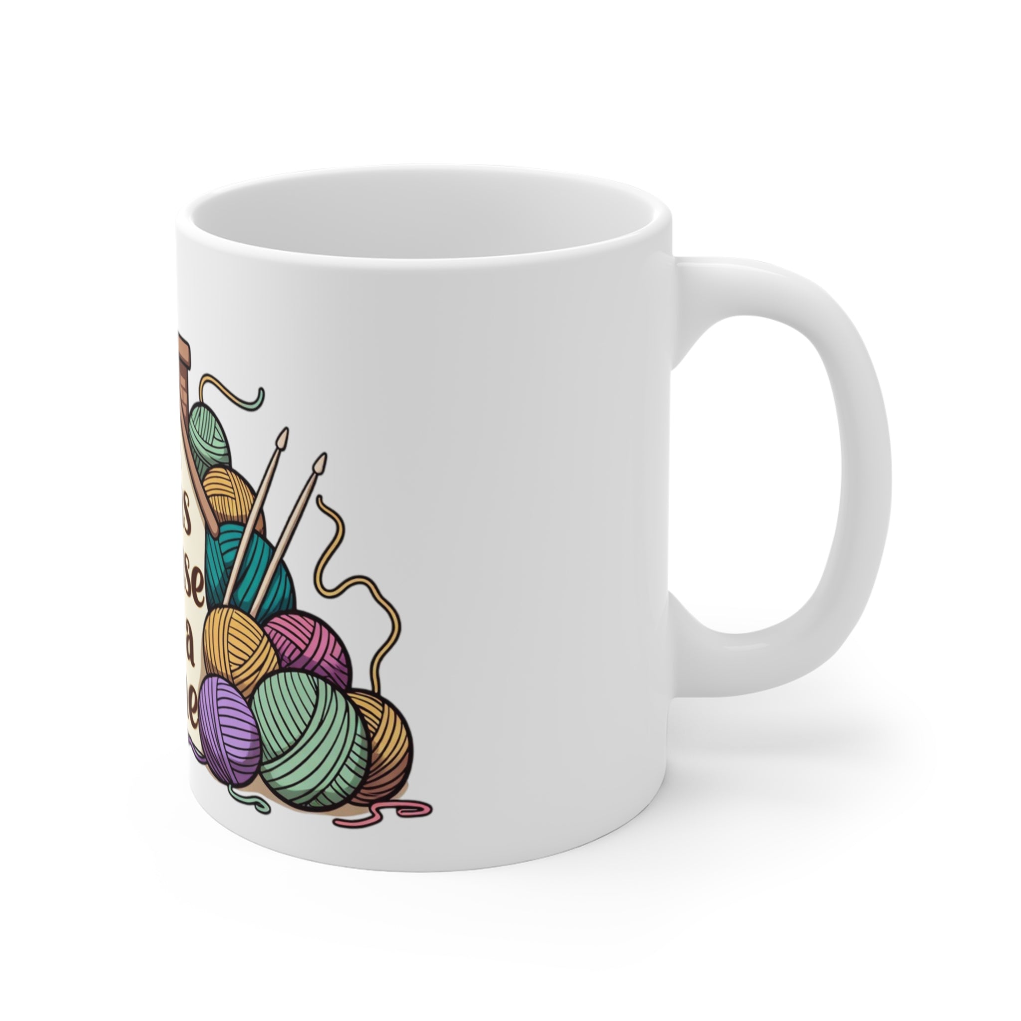Knitting Mug – "Yarn Turns a House Into a Home" Ceramic Coffee Cup
